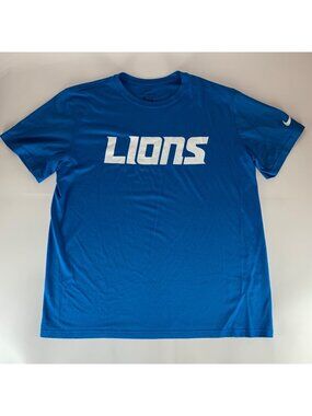 Detroit Lions NFL Blue Nike Dri Fit Short Sleeve Athletic Shirt Mens XL